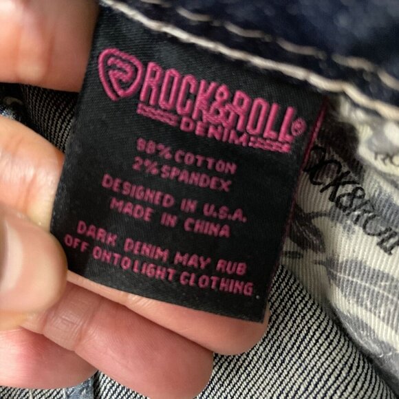 Rock & Roll Riding Denim Western Women's 31  Mid Rise Bootcut Jeans Dark Wash - Picture 6 of 8